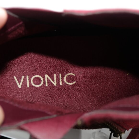 Vionic Womens Anne Boots Size 9.5 Burgundy Red Suede Python Block Heel Booties - Picture 10 of 12